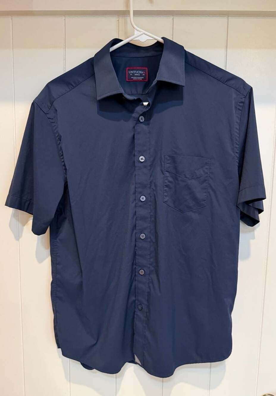 UNTUCKit Short Sleeve Button-Down Shirt Navy Small